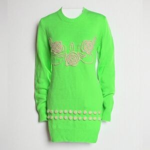 NWT $710 Comme des Garçons Homme Plus Rosette Knit Sweater Green Japan S